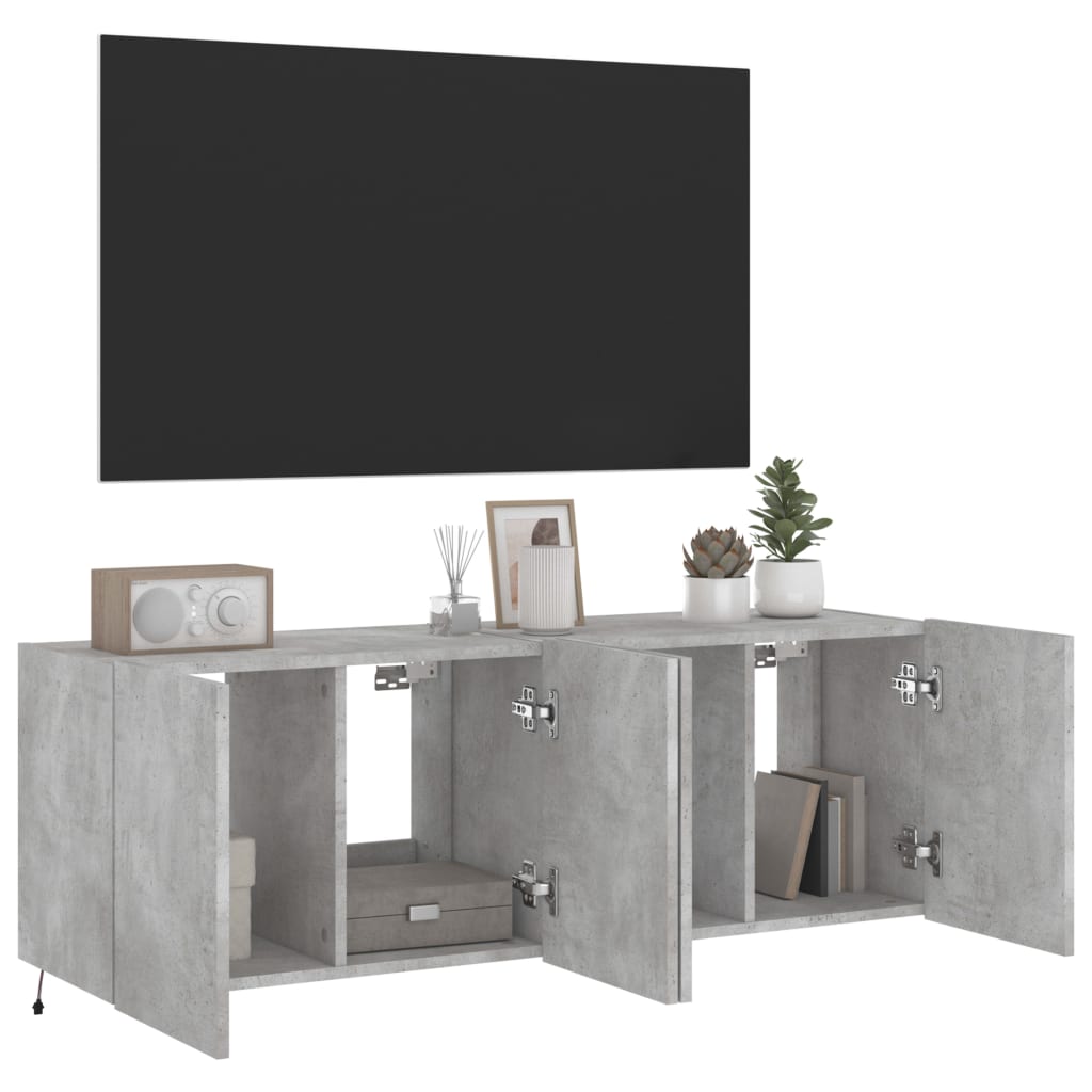 Tv-wandmeubels met LED-verlichting 2 st 60x35x41 cm betongrijs is nu te koop bij PeponiXL, paradijselijk wonen!