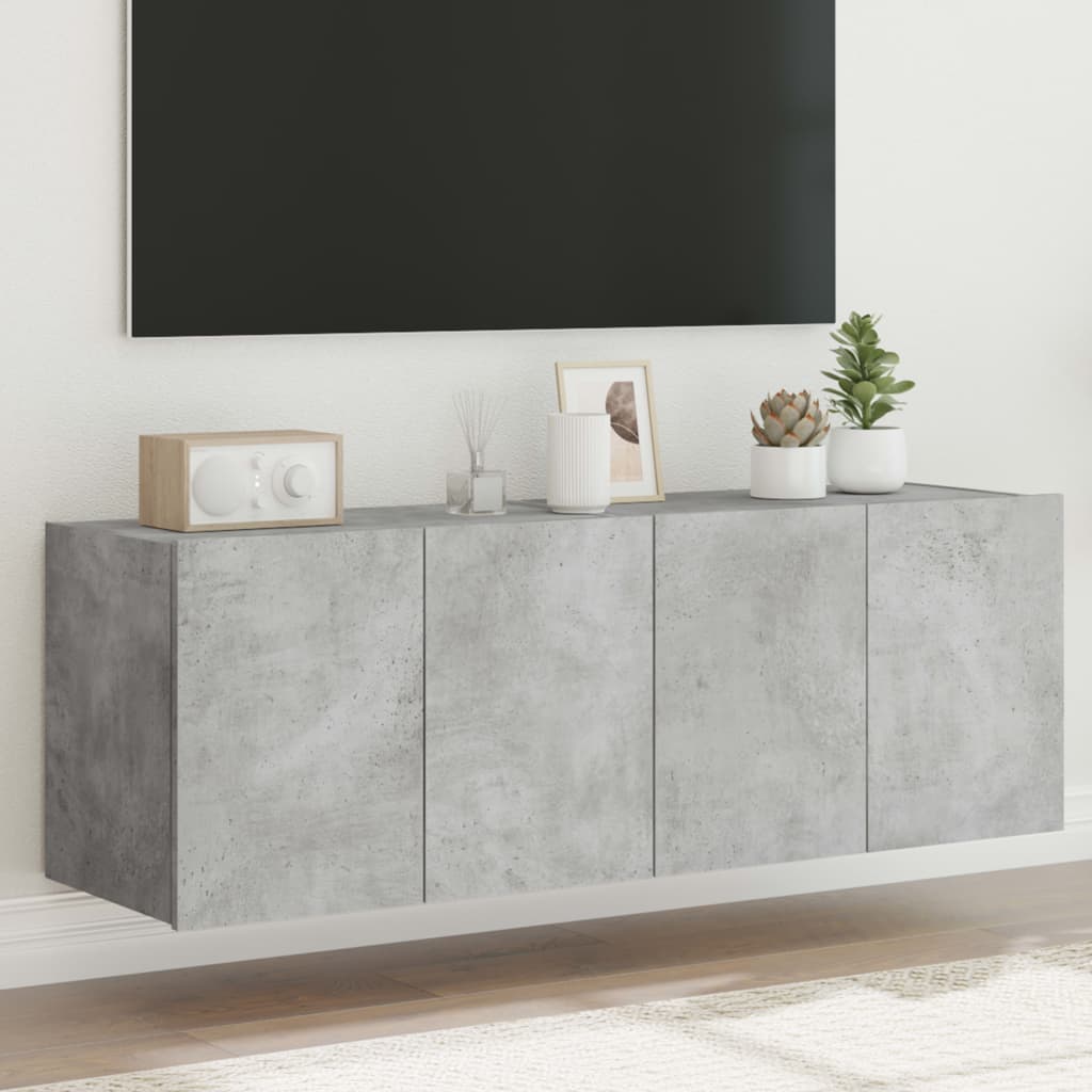 Tv-wandmeubels met LED-verlichting 2 st 60x35x41 cm betongrijs is nu te koop bij PeponiXL, paradijselijk wonen!
