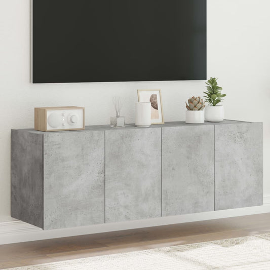 Tv-wandmeubels met LED-verlichting 2 st 60x35x41 cm betongrijs is nu te koop bij PeponiXL, paradijselijk wonen!