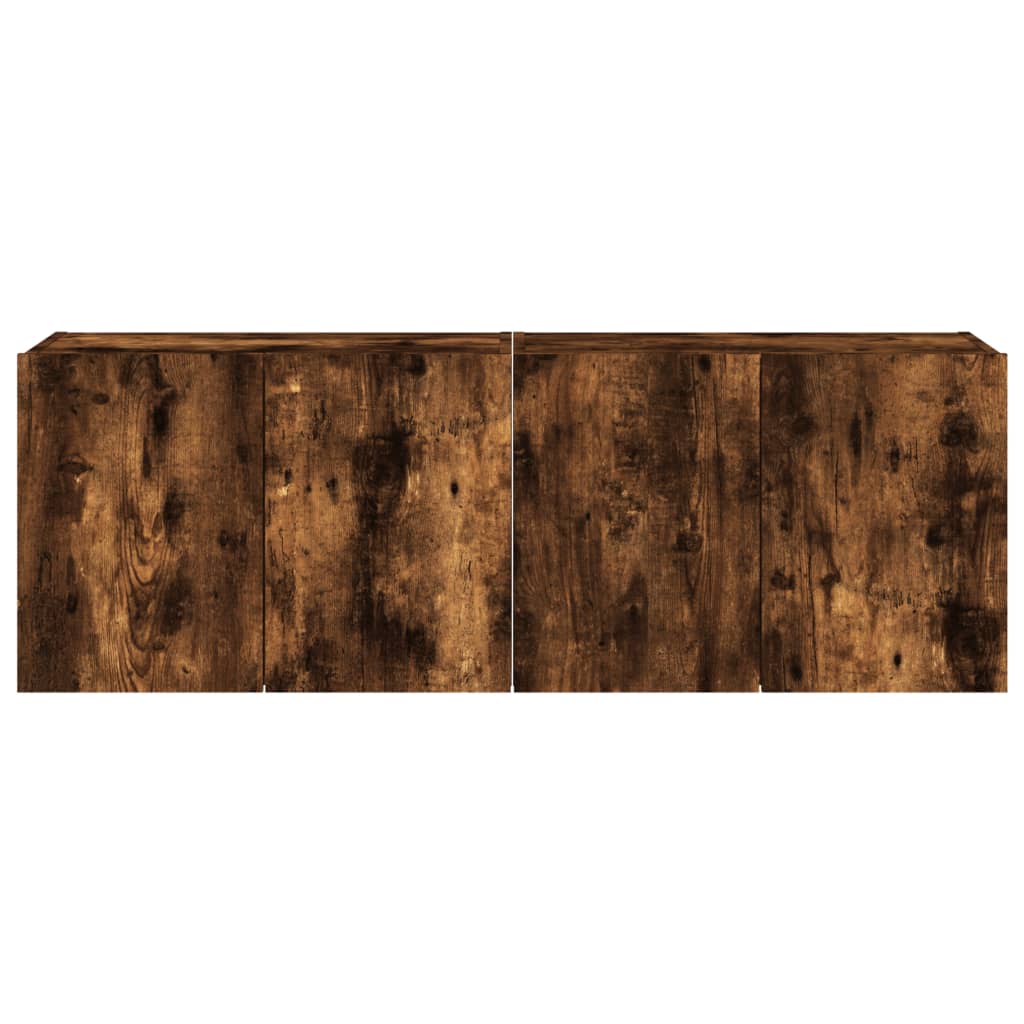 Tv-wandmeubels met LED 2 st 60x35x41 cm gerookt eikenkleurig is nu te koop bij PeponiXL, paradijselijk wonen!