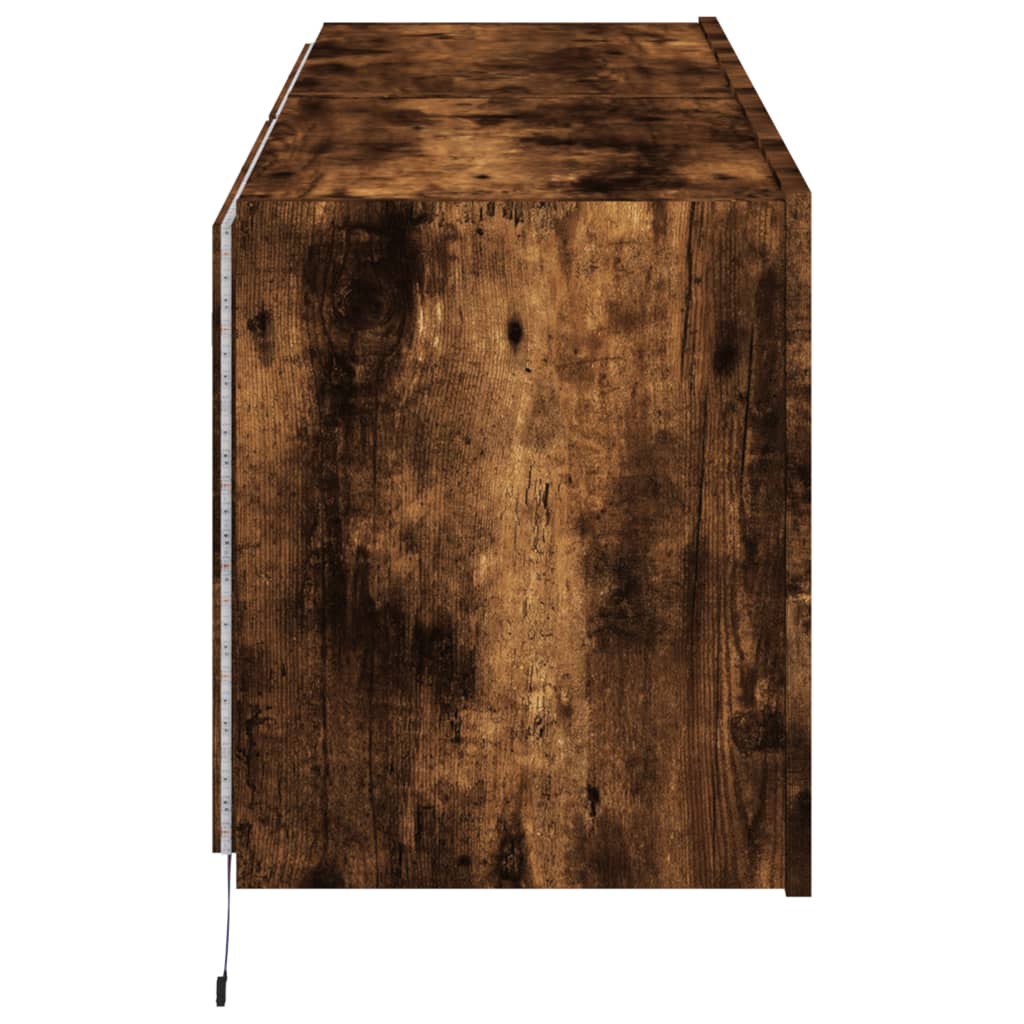 Tv-wandmeubels met LED 2 st 60x35x41 cm gerookt eikenkleurig is nu te koop bij PeponiXL, paradijselijk wonen!