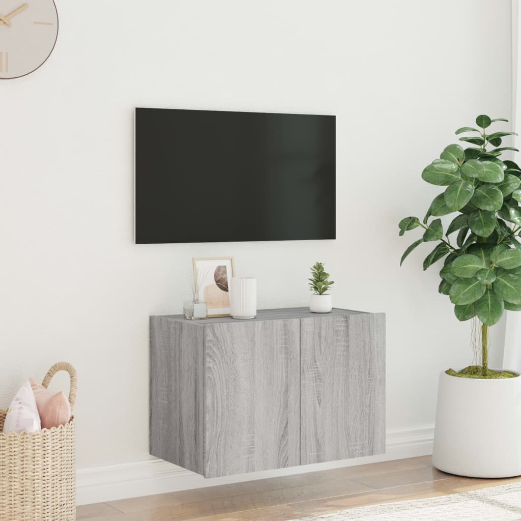 Tv-wandmeubel met LED-verlichting 60x35x41 cm grijs sonoma is nu te koop bij PeponiXL, paradijselijk wonen!