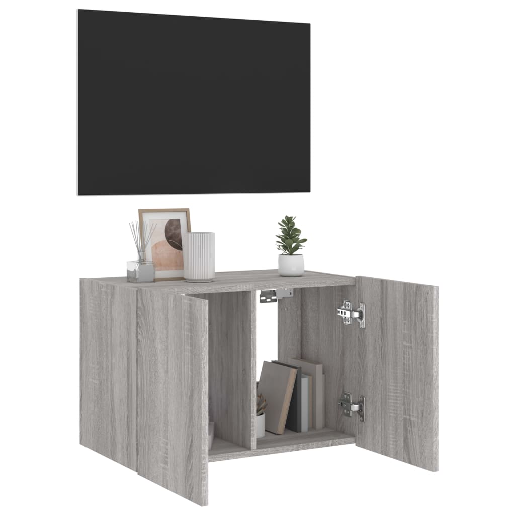 Tv-wandmeubel met LED-verlichting 60x35x41 cm grijs sonoma is nu te koop bij PeponiXL, paradijselijk wonen!