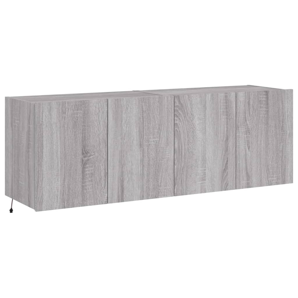 Tv-wandmeubels met LED 2 st 60x35x41 cm grijs sonoma eiken is nu te koop bij PeponiXL, paradijselijk wonen!