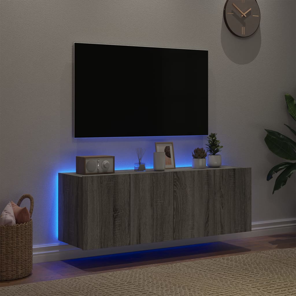 Tv-wandmeubels met LED 2 st 60x35x41 cm grijs sonoma eiken is nu te koop bij PeponiXL, paradijselijk wonen!