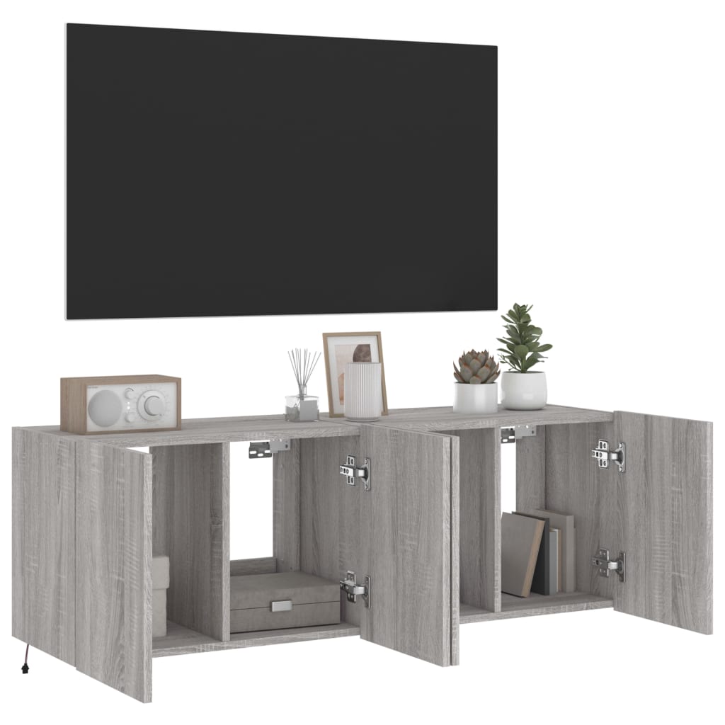 Tv-wandmeubels met LED 2 st 60x35x41 cm grijs sonoma eiken is nu te koop bij PeponiXL, paradijselijk wonen!