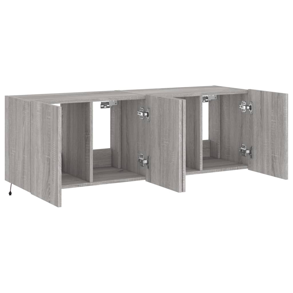 Tv-wandmeubels met LED 2 st 60x35x41 cm grijs sonoma eiken is nu te koop bij PeponiXL, paradijselijk wonen!