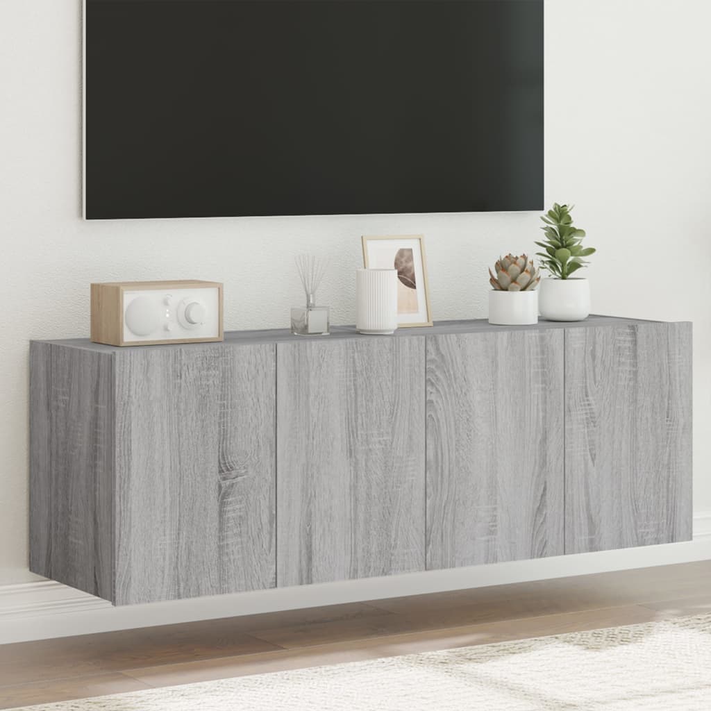 Tv-wandmeubels met LED 2 st 60x35x41 cm grijs sonoma eiken is nu te koop bij PeponiXL, paradijselijk wonen!