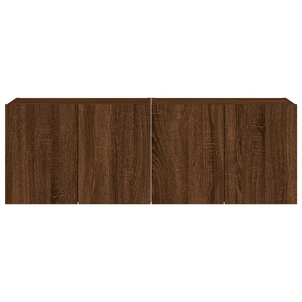 Tv-wandmeubels met LED 2 st 60x35x41 cm bruin eikenkleur is nu te koop bij PeponiXL, paradijselijk wonen!