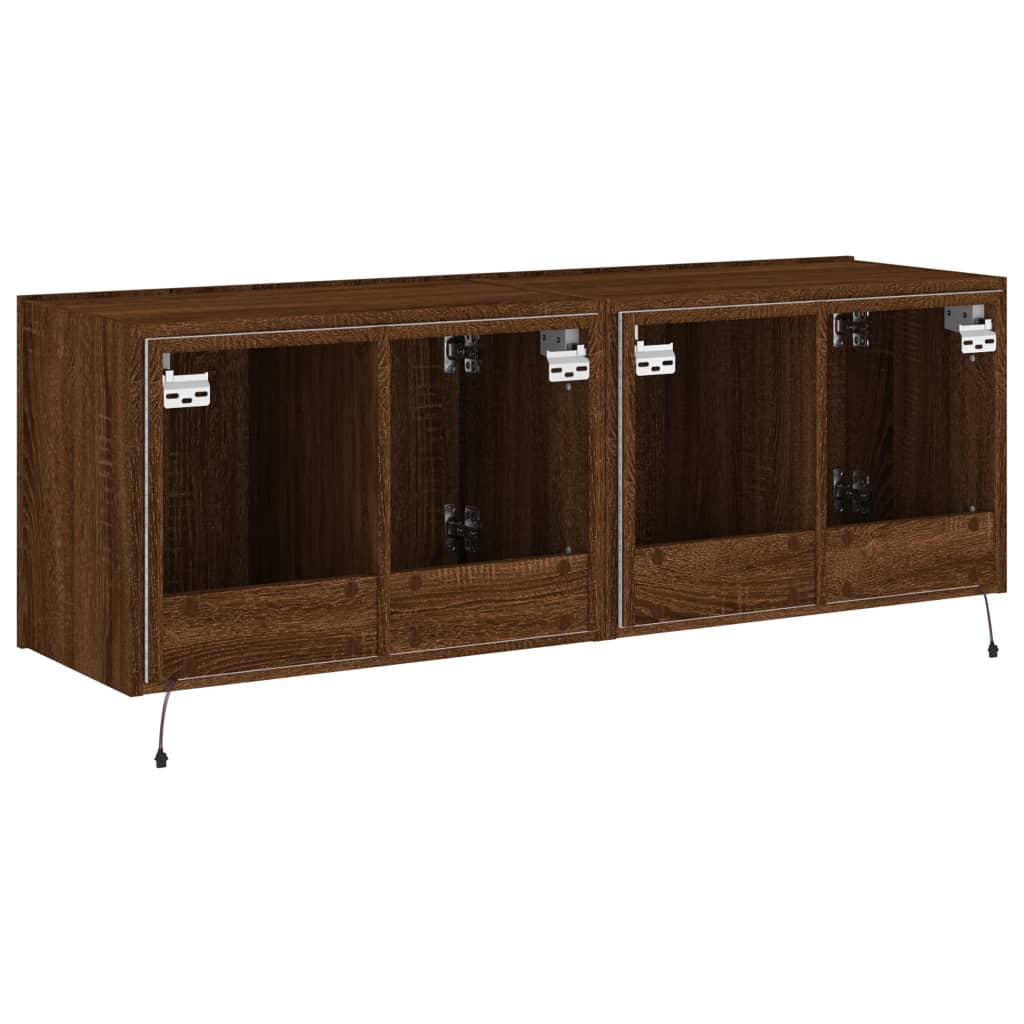 Tv-wandmeubels met LED 2 st 60x35x41 cm bruin eikenkleur is nu te koop bij PeponiXL, paradijselijk wonen!