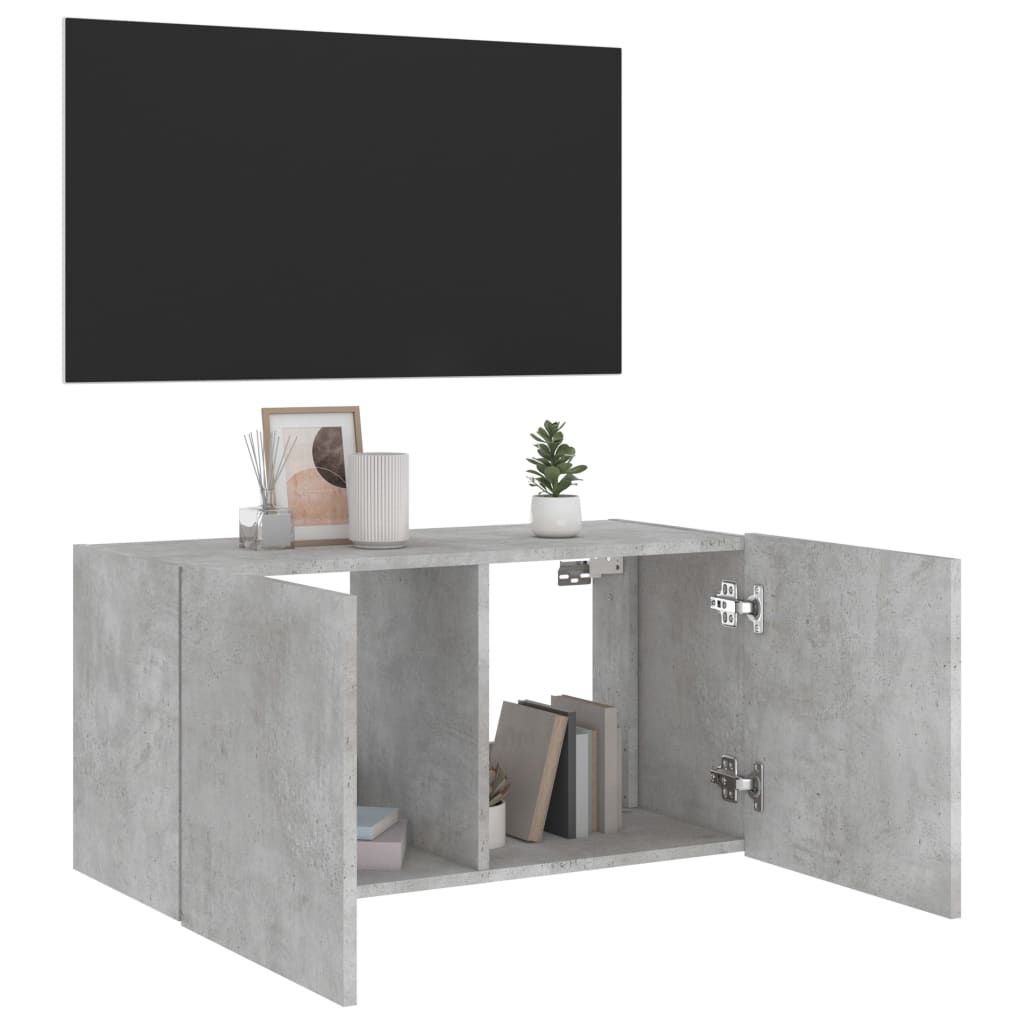 Tv-wandmeubel met LED-verlichting 80x35x41 cm betongrijs is nu te koop bij PeponiXL, paradijselijk wonen!