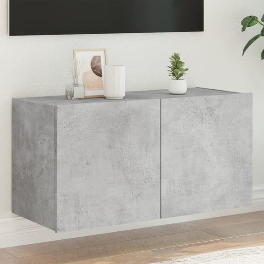 Tv-wandmeubel met LED-verlichting 80x35x41 cm betongrijs is nu te koop bij PeponiXL, paradijselijk wonen!