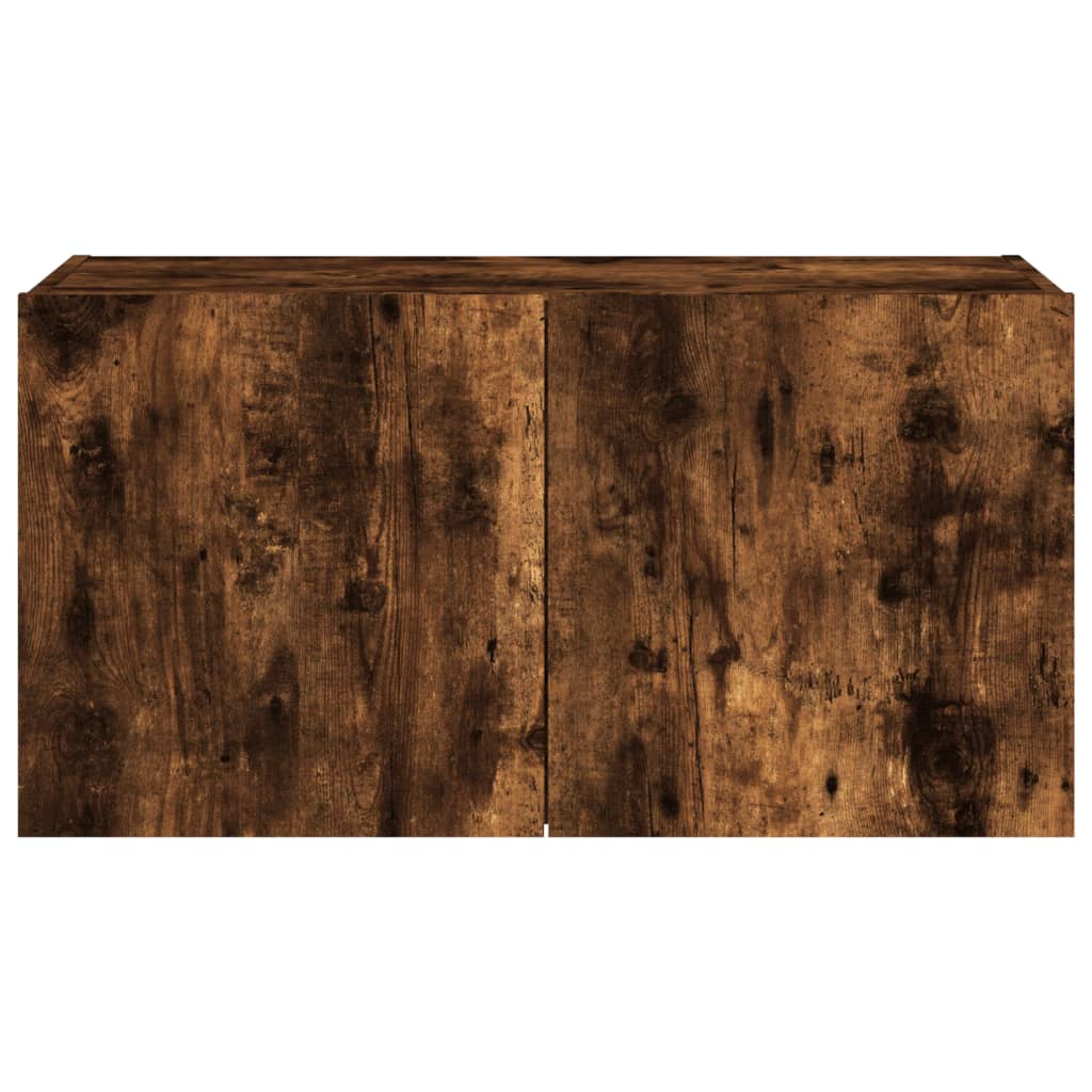 Tv-wandmeubel met LED-verlichting 80x35x41 cm gerookt eiken is nu te koop bij PeponiXL, paradijselijk wonen!