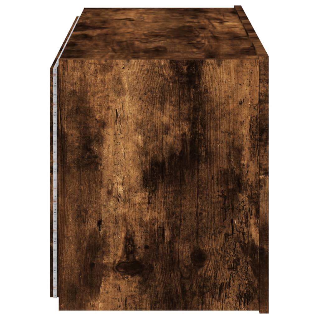 Tv-wandmeubel met LED-verlichting 80x35x41 cm gerookt eiken is nu te koop bij PeponiXL, paradijselijk wonen!