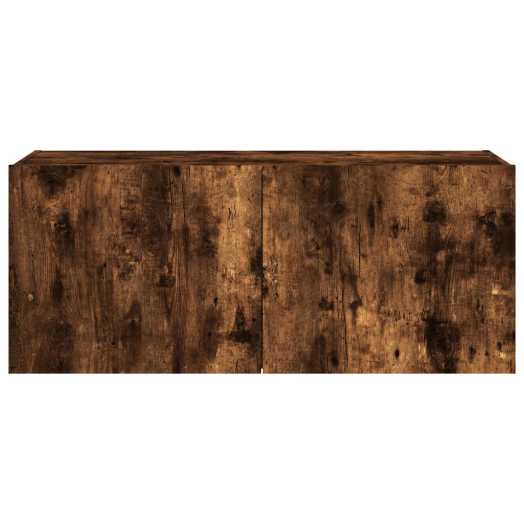 Tv-wandmeubel met LED-verlichting 100x35x41 cm gerookt eiken is nu te koop bij PeponiXL, paradijselijk wonen!