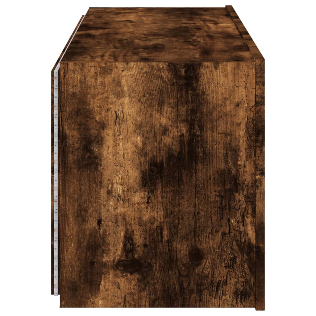 Tv-wandmeubel met LED-verlichting 100x35x41 cm gerookt eiken is nu te koop bij PeponiXL, paradijselijk wonen!