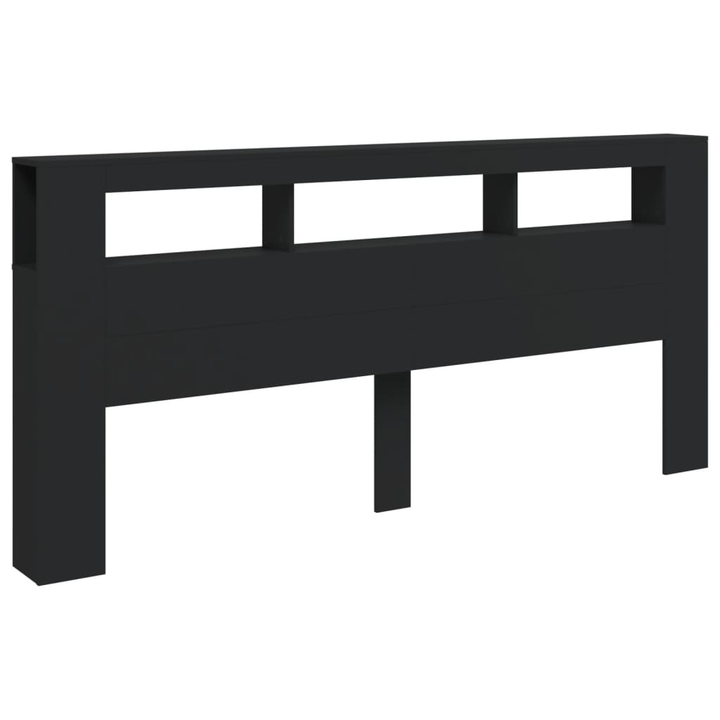 Hoofdeinde met LED 220x18,5x103,5 cm bewerkt hout zwart is nu te koop bij PeponiXL, paradijselijk wonen!