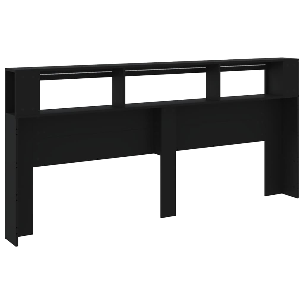 Hoofdeinde met LED 220x18,5x103,5 cm bewerkt hout zwart is nu te koop bij PeponiXL, paradijselijk wonen!