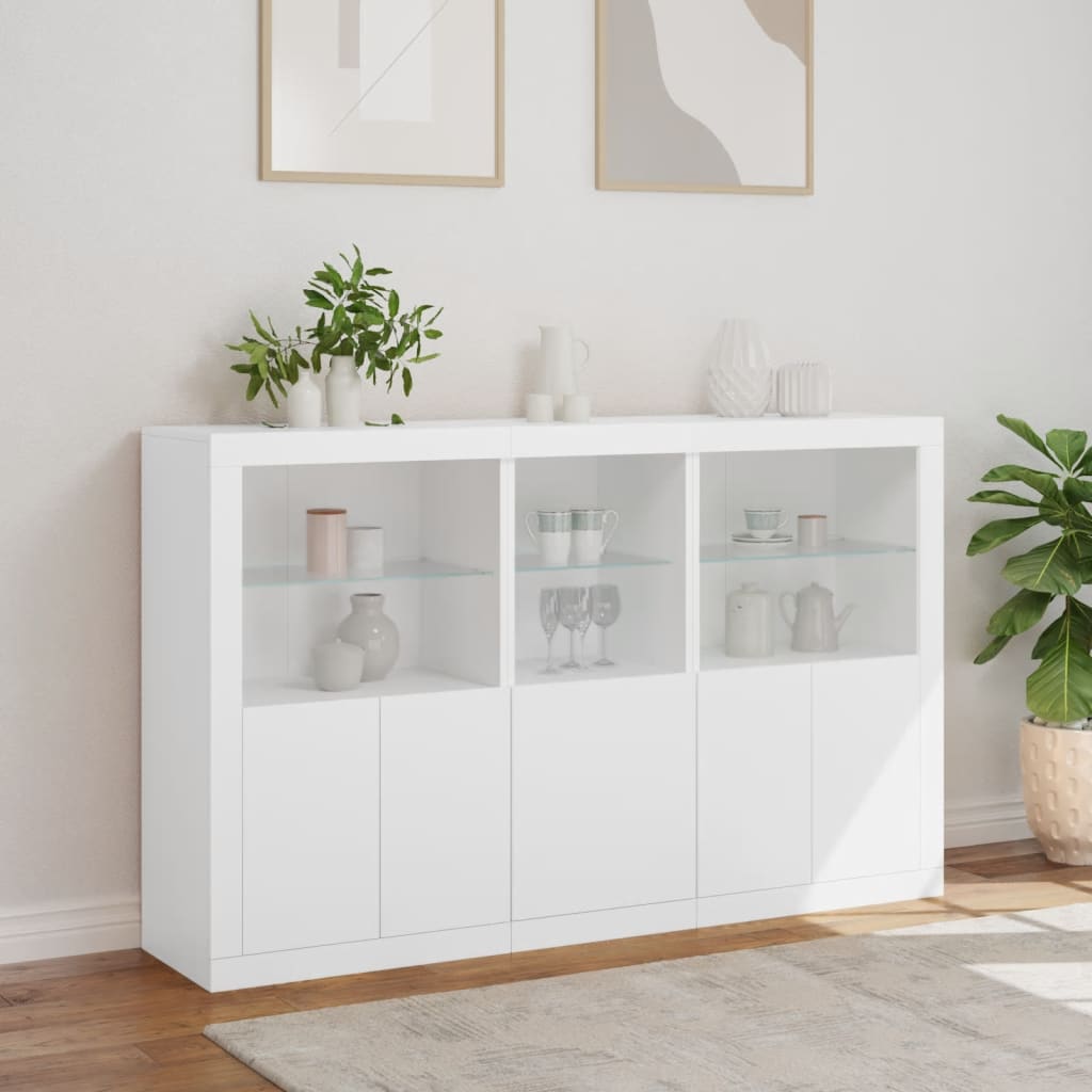Dressoir met LED-verlichting 162x37x100 cm wit is nu te koop bij PeponiXL, paradijselijk wonen!