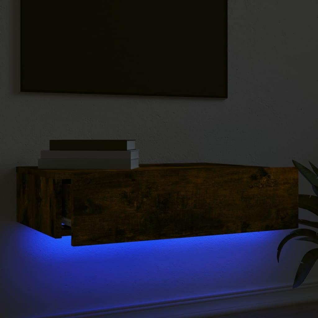 Tv-meubel met LED-verlichting 60x35x15,5 cm gerookt eikenkleur is nu te koop bij PeponiXL, paradijselijk wonen!