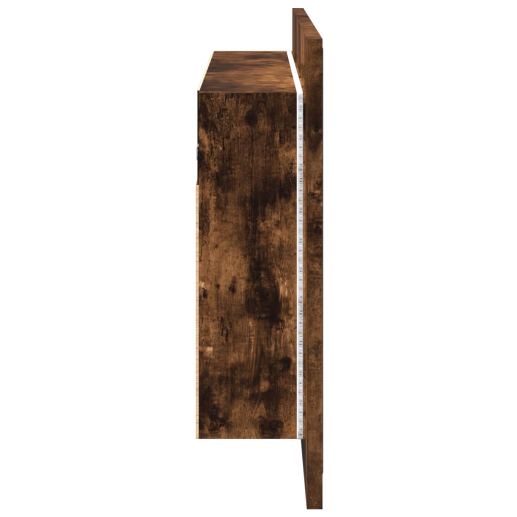 Badkamerkast met spiegel LED 80x12x45 acryl gerookt eikenkleur is nu te koop bij PeponiXL, paradijselijk wonen!