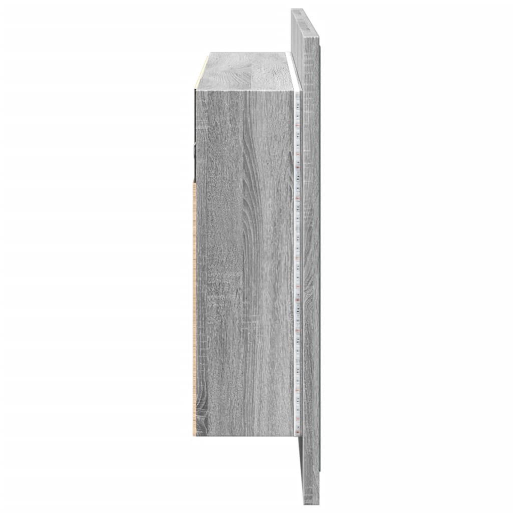 Badkamerkast met spiegel en LED 80x12x45 cm acryl grijs sonoma is nu te koop bij PeponiXL, paradijselijk wonen!