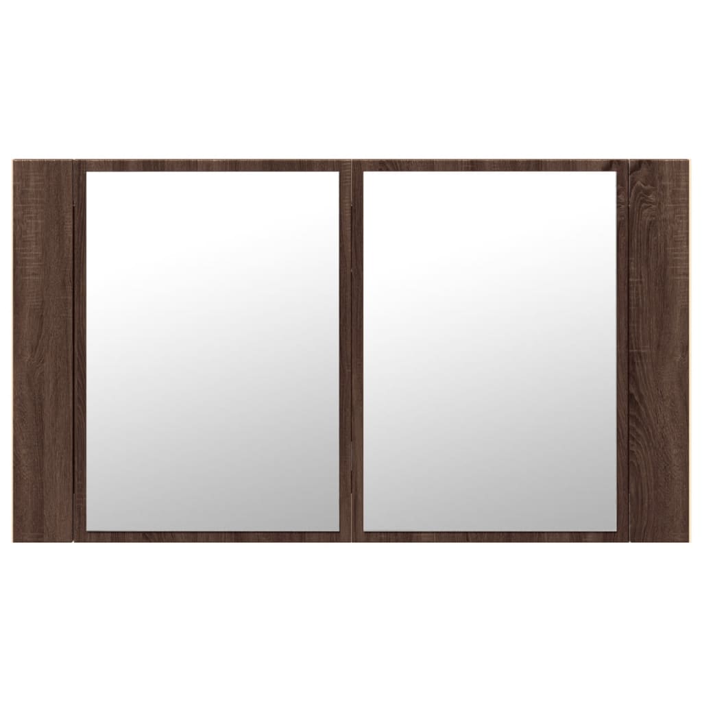 Badkamerkast met spiegel LED 80x12x45 acryl bruin eikenkleur is nu te koop bij PeponiXL, paradijselijk wonen!