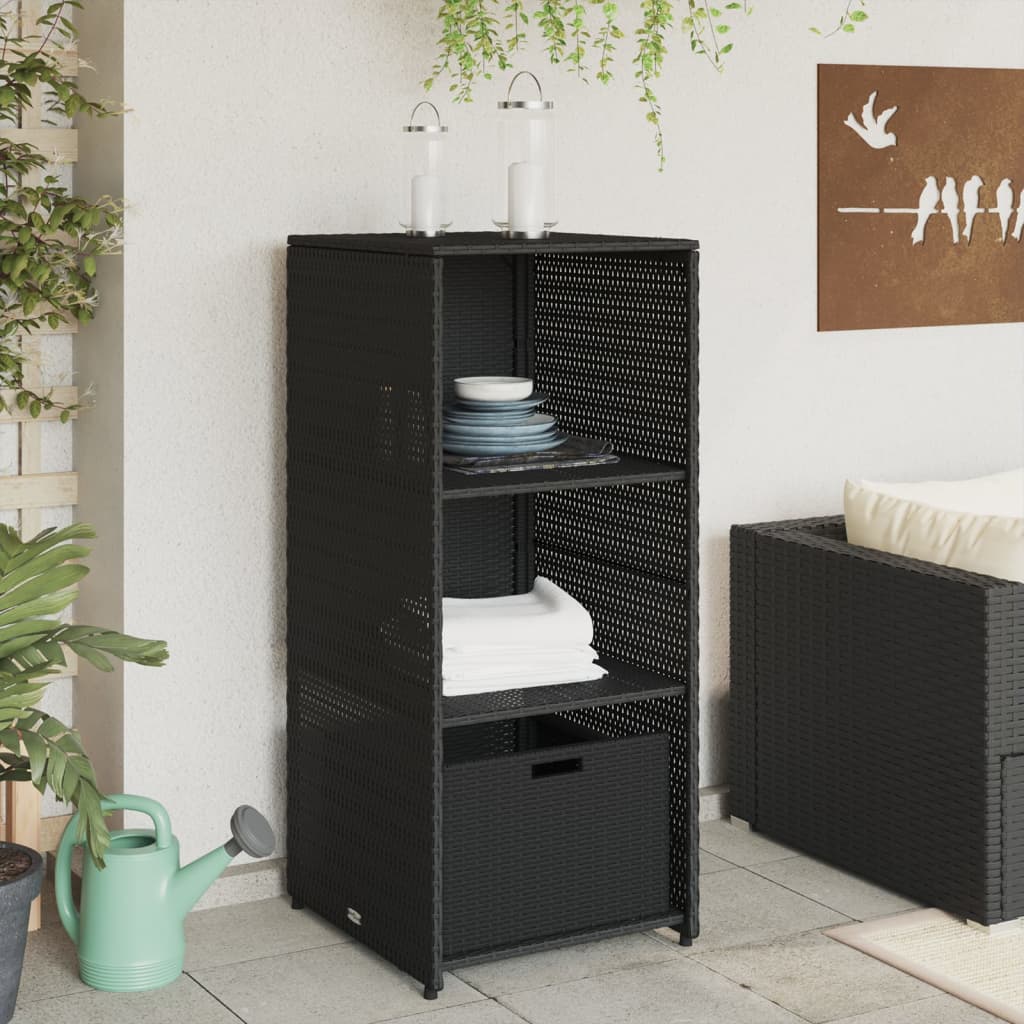 Tuinkast 50x55x115 cm poly rattan zwart is nu te koop bij PeponiXL, paradijselijk wonen!