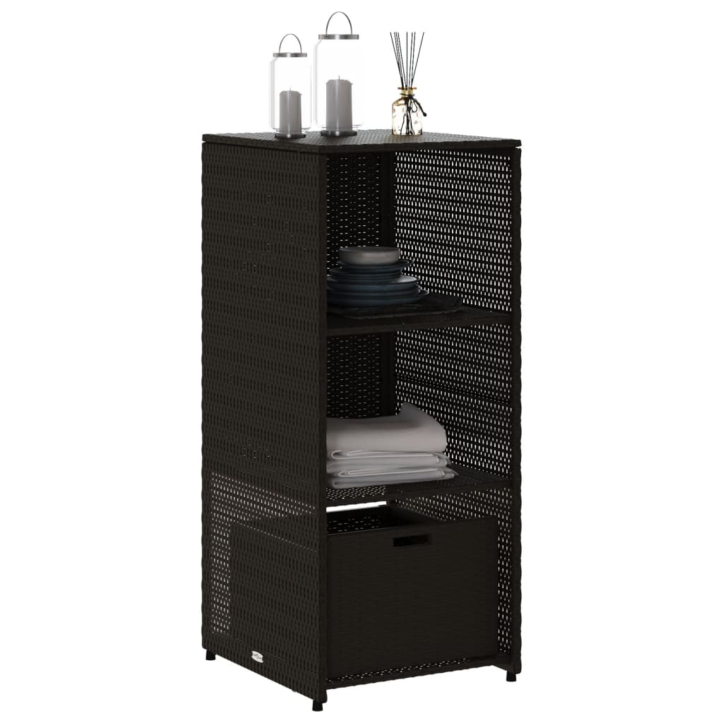 Tuinkast 50x55x115 cm poly rattan zwart is nu te koop bij PeponiXL, paradijselijk wonen!