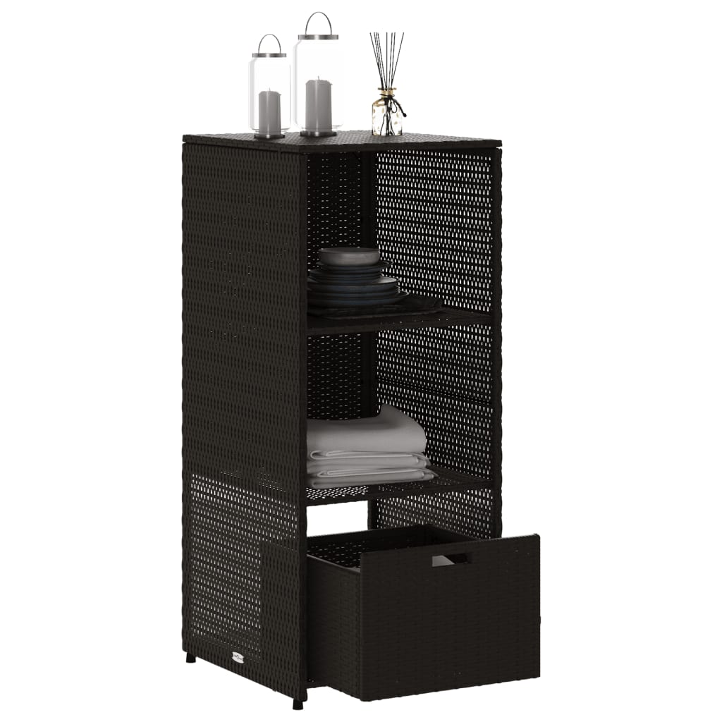 Tuinkast 50x55x115 cm poly rattan zwart is nu te koop bij PeponiXL, paradijselijk wonen!
