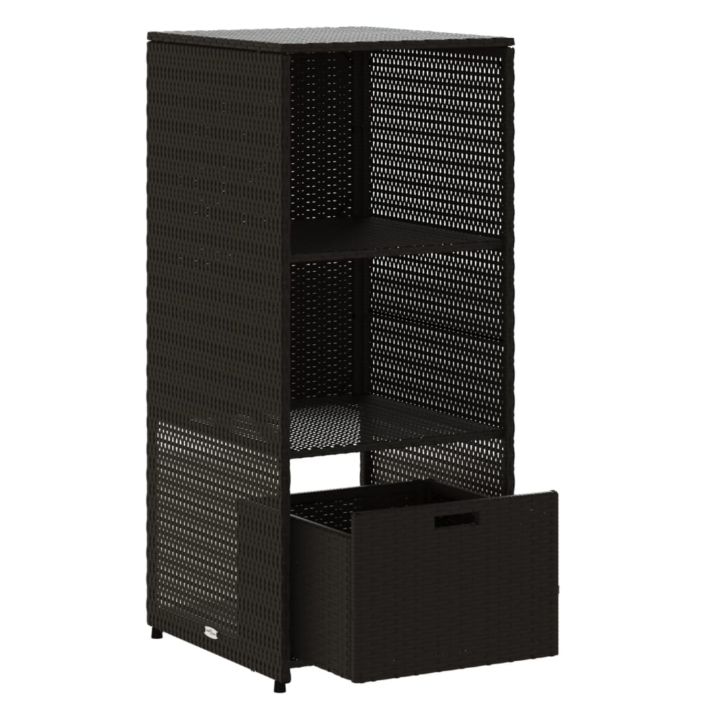 Tuinkast 50x55x115 cm poly rattan zwart is nu te koop bij PeponiXL, paradijselijk wonen!