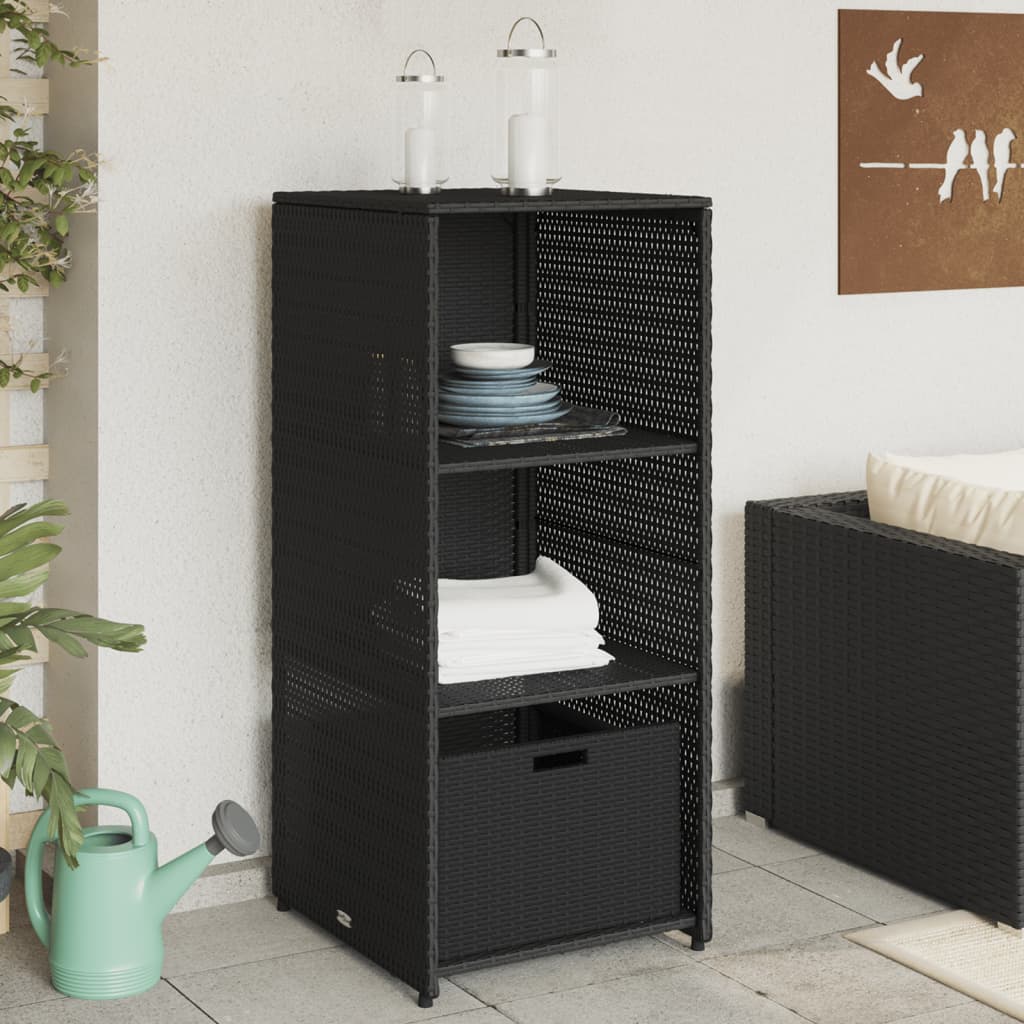 Tuinkast 50x55x115 cm poly rattan zwart is nu te koop bij PeponiXL, paradijselijk wonen!