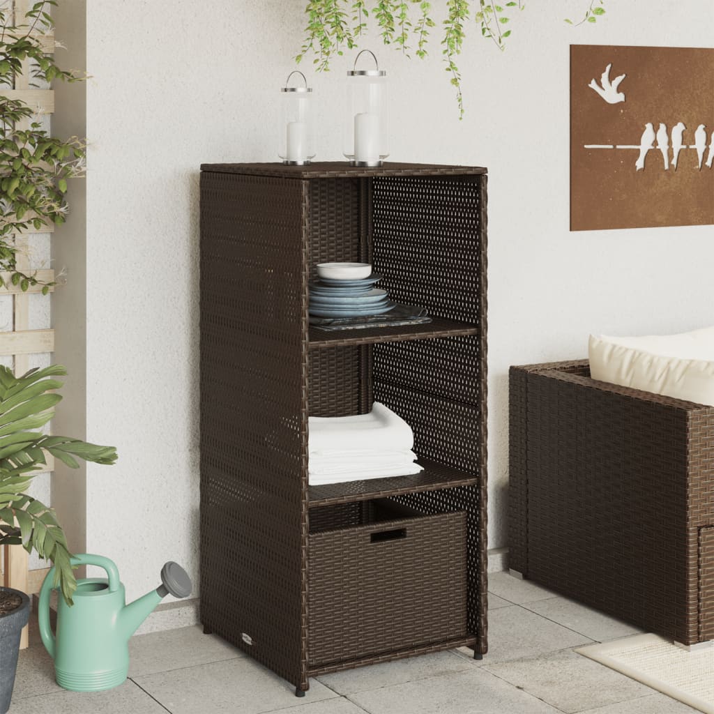 Tuinkast 50x55x115 cm poly rattan bruin is nu te koop bij PeponiXL, paradijselijk wonen!