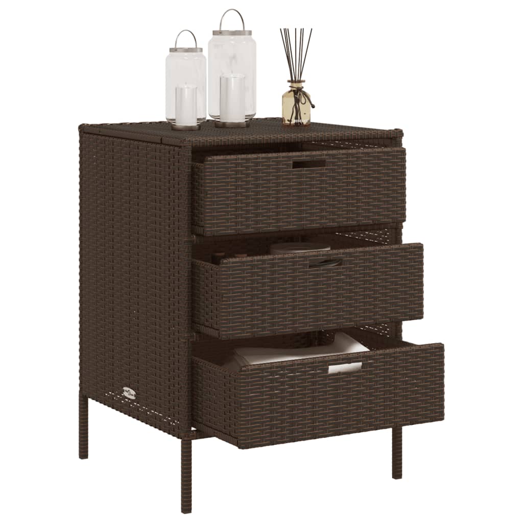 Tuinkast 55x59x80 cm poly rattan bruin is nu te koop bij PeponiXL, paradijselijk wonen!