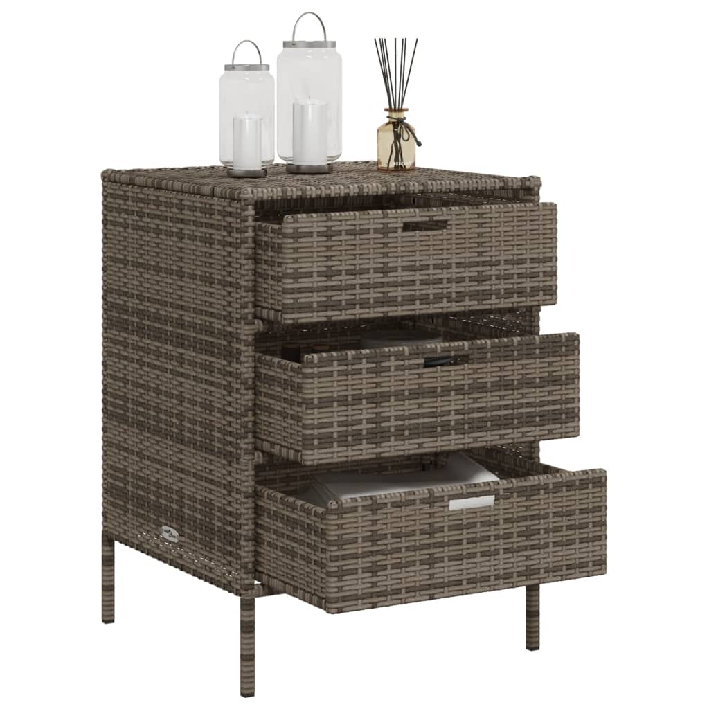 Tuinkast 55x59x80 cm poly rattan grijs is nu te koop bij PeponiXL, paradijselijk wonen!