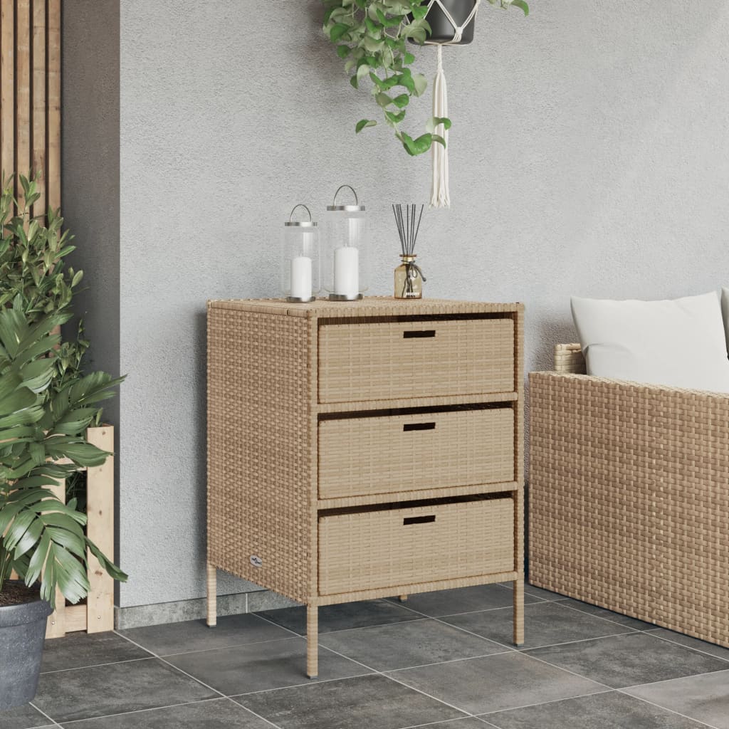 Tuinkast 55x59x80 cm poly rattan beige is nu te koop bij PeponiXL, paradijselijk wonen!