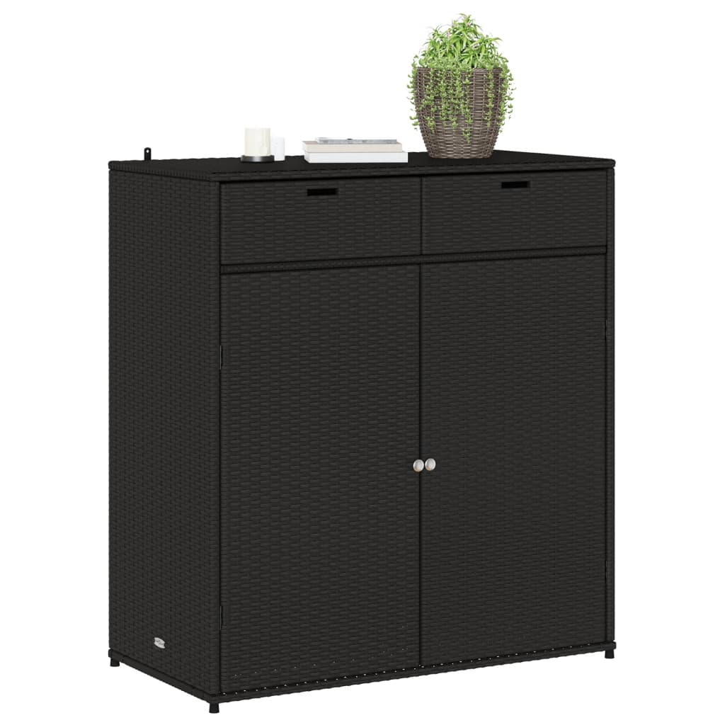 Tuinkast 105x55x113 cm poly rattan zwart is nu te koop bij PeponiXL, paradijselijk wonen!