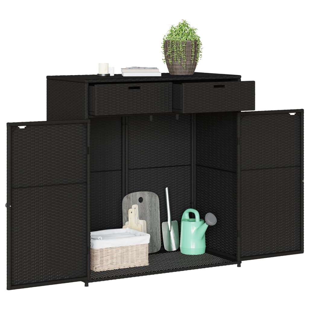 Tuinkast 105x55x113 cm poly rattan zwart is nu te koop bij PeponiXL, paradijselijk wonen!