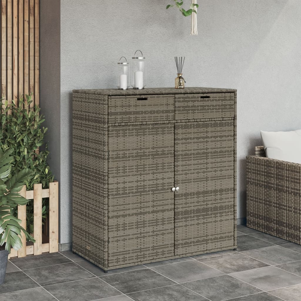 Tuinkast 105x55x113 cm poly rattan grijs is nu te koop bij PeponiXL, paradijselijk wonen!