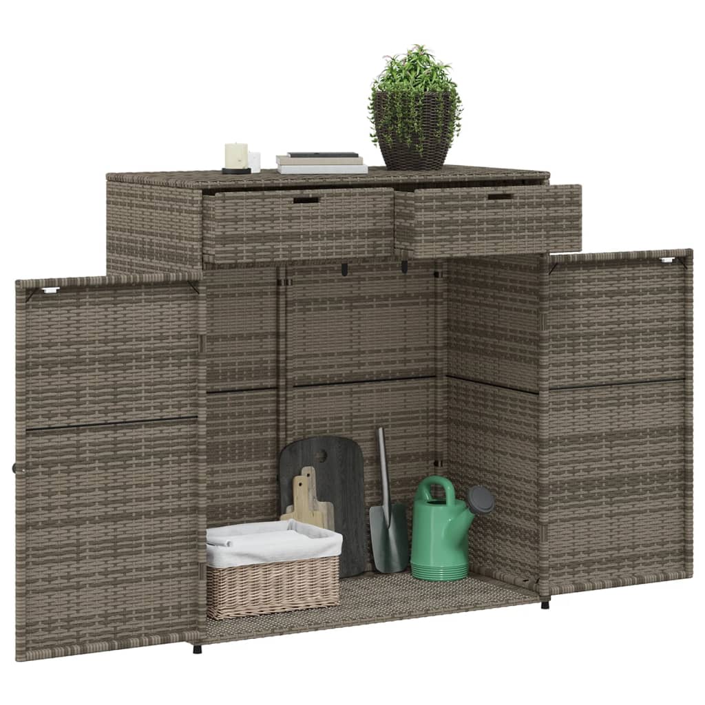 Tuinkast 105x55x113 cm poly rattan grijs is nu te koop bij PeponiXL, paradijselijk wonen!