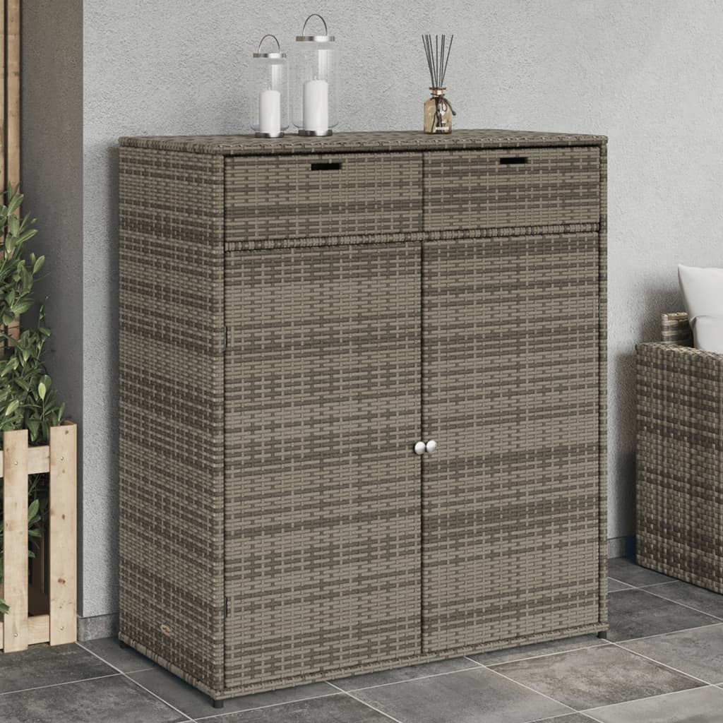 Tuinkast 105x55x113 cm poly rattan grijs is nu te koop bij PeponiXL, paradijselijk wonen!
