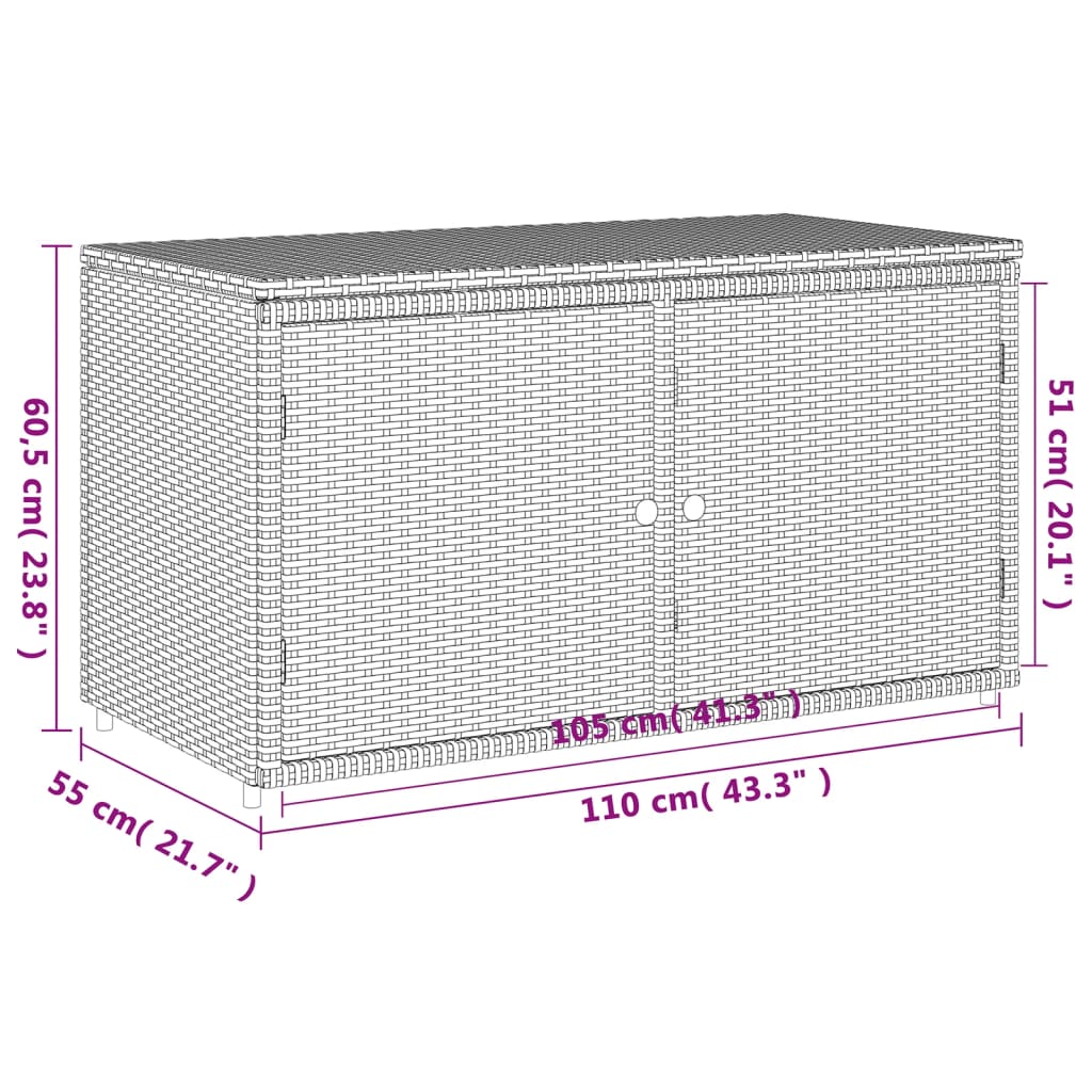 Tuinkast 110x55x60,5 cm poly rattan grijs is nu te koop bij PeponiXL, paradijselijk wonen!