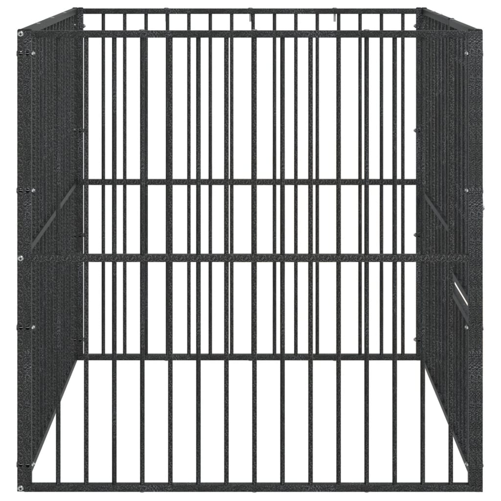 Hondenkennel 4 panelen gepoedercoat staal zwart is nu te koop bij PeponiXL, paradijselijk wonen!
