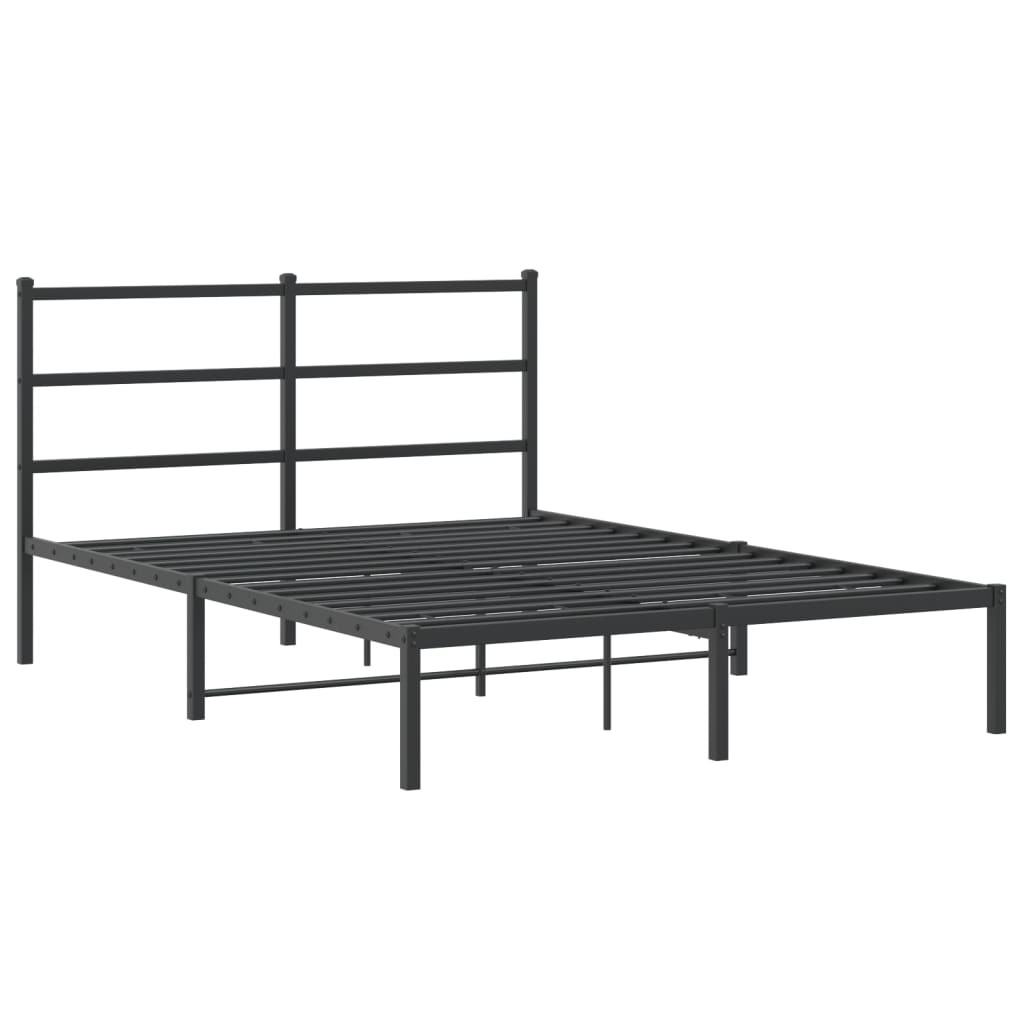 Bedframe met hoofdbord metaal zwart 140x190 cm is nu te koop bij PeponiXL, paradijselijk wonen!