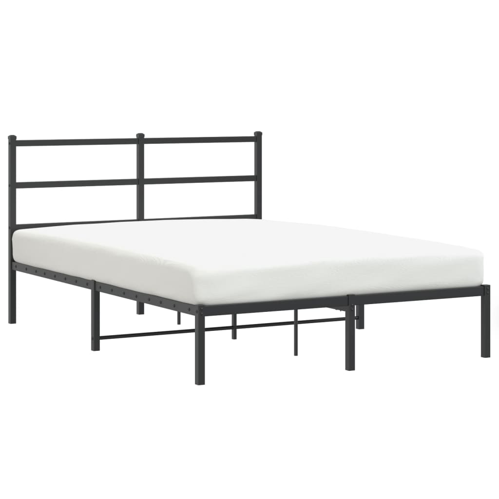 Bedframe met hoofdbord metaal zwart 140x190 cm is nu te koop bij PeponiXL, paradijselijk wonen!