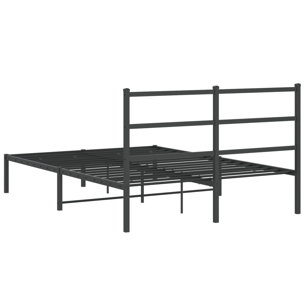 Bedframe met hoofdbord metaal zwart 140x190 cm is nu te koop bij PeponiXL, paradijselijk wonen!