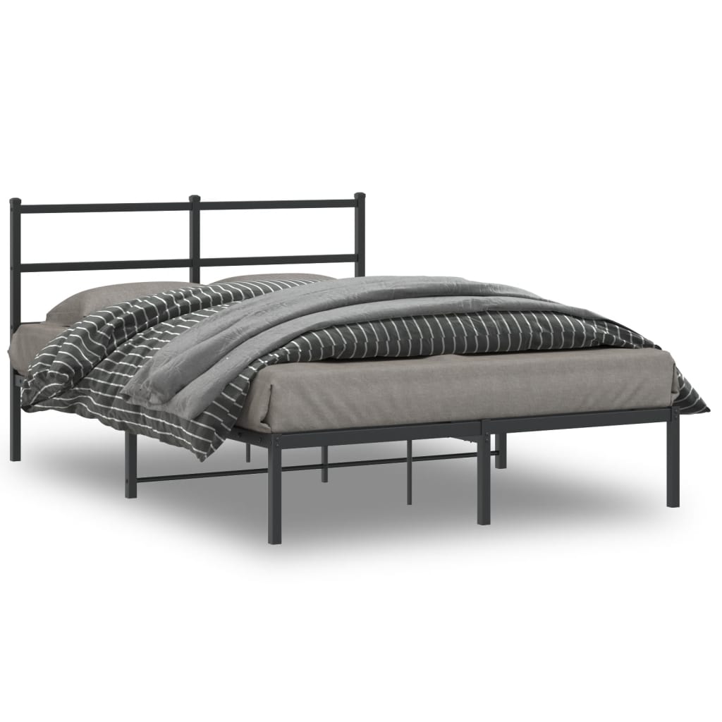 Bedframe met hoofdbord metaal zwart 140x190 cm is nu te koop bij PeponiXL, paradijselijk wonen!