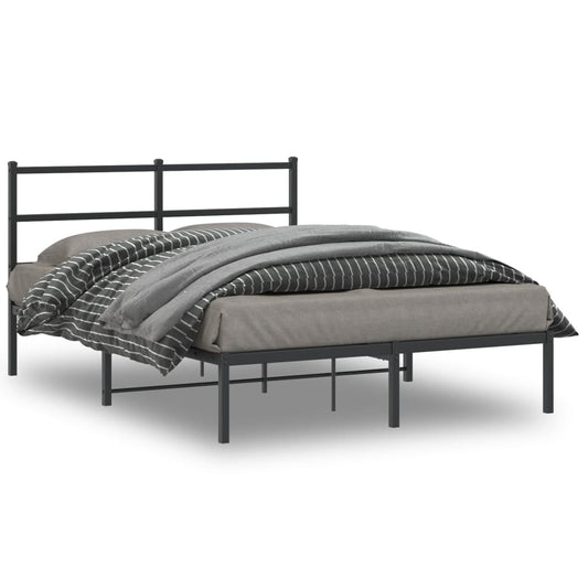 Bedframe met hoofdbord metaal zwart 140x190 cm is nu te koop bij PeponiXL, paradijselijk wonen!