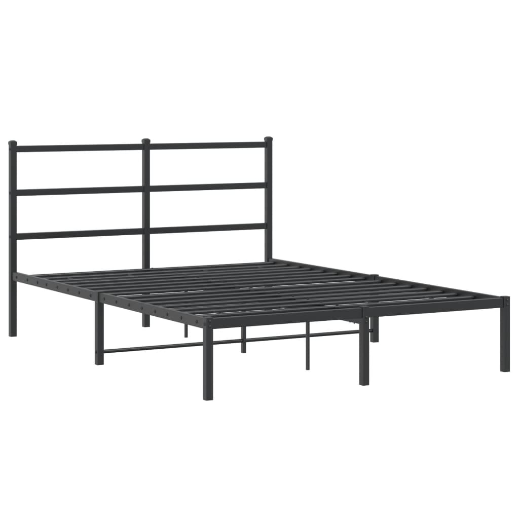 Bedframe met hoofdbord metaal zwart 140x200 cm is nu te koop bij PeponiXL, paradijselijk wonen!