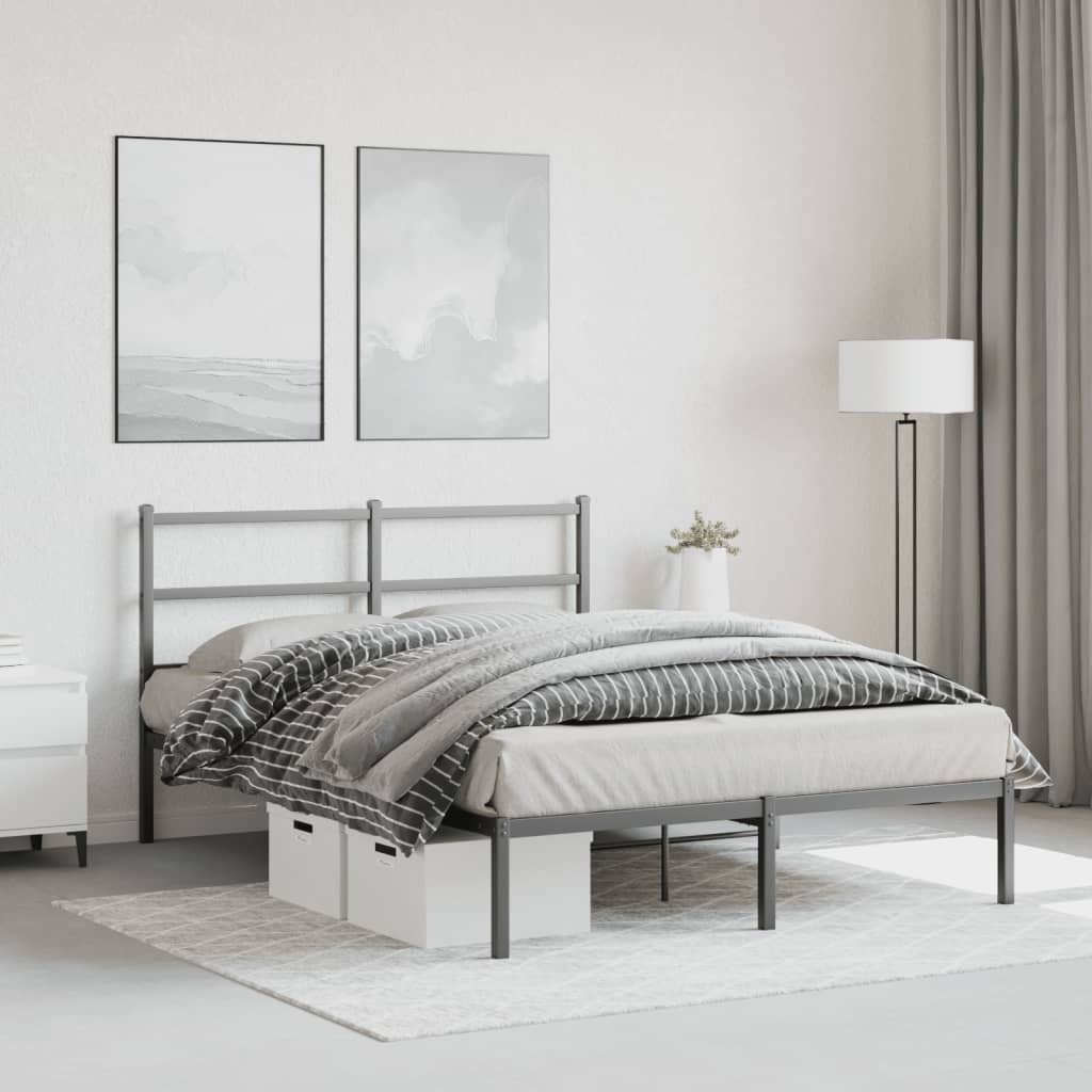Bedframe met hoofdbord metaal zwart 140x200 cm is nu te koop bij PeponiXL, paradijselijk wonen!